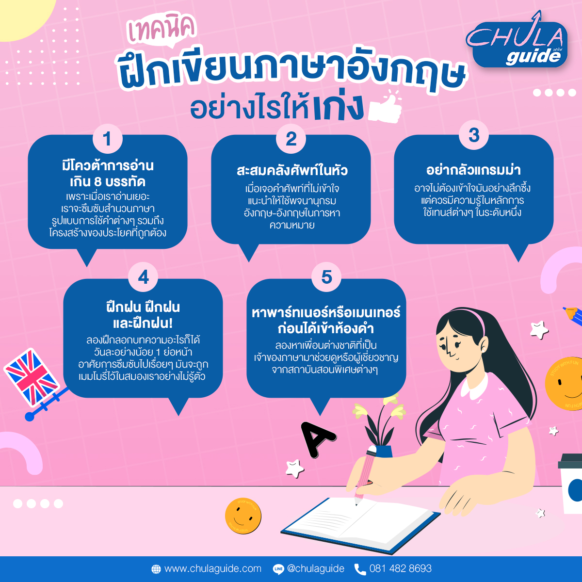 5 เทคนิคฝึกเขียนภาษาอังกฤษอย่างไรให้เก่ง